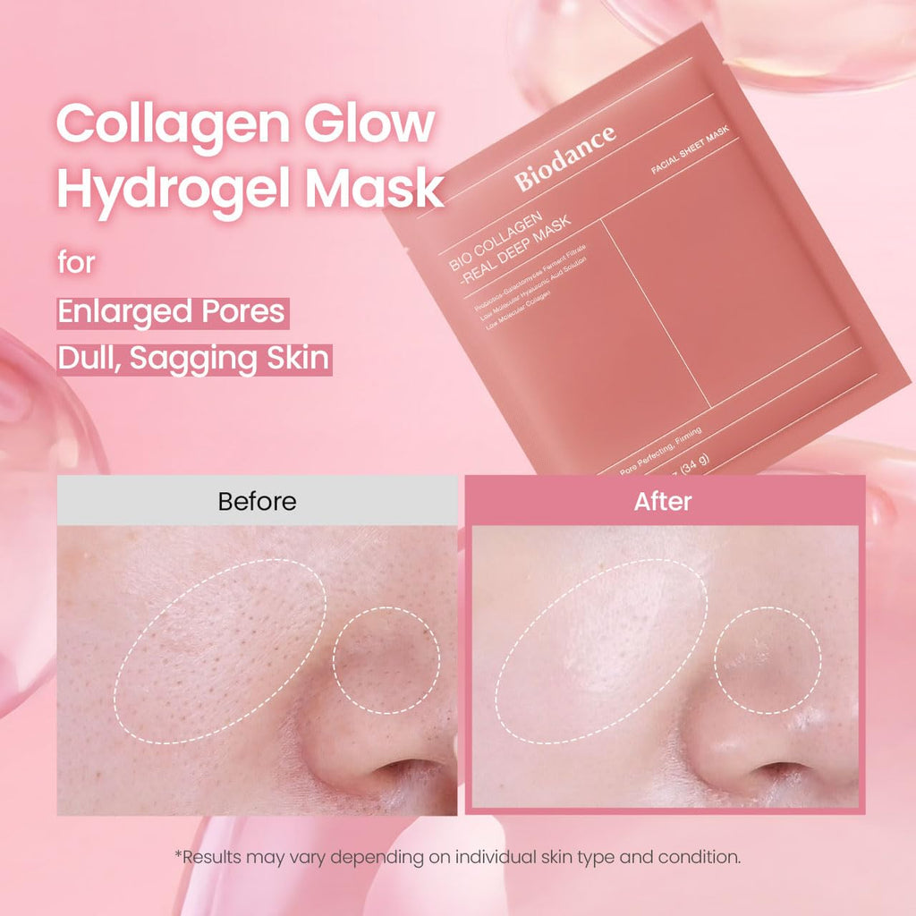 Bio-Collagen Real Deep Mask, Hydrating Overnight Hydrogel Face Mask, Pore Minimizing, Elasticity, Plumping, Travel Essentials & Self Care Gifts for Women, Korean Skin Care