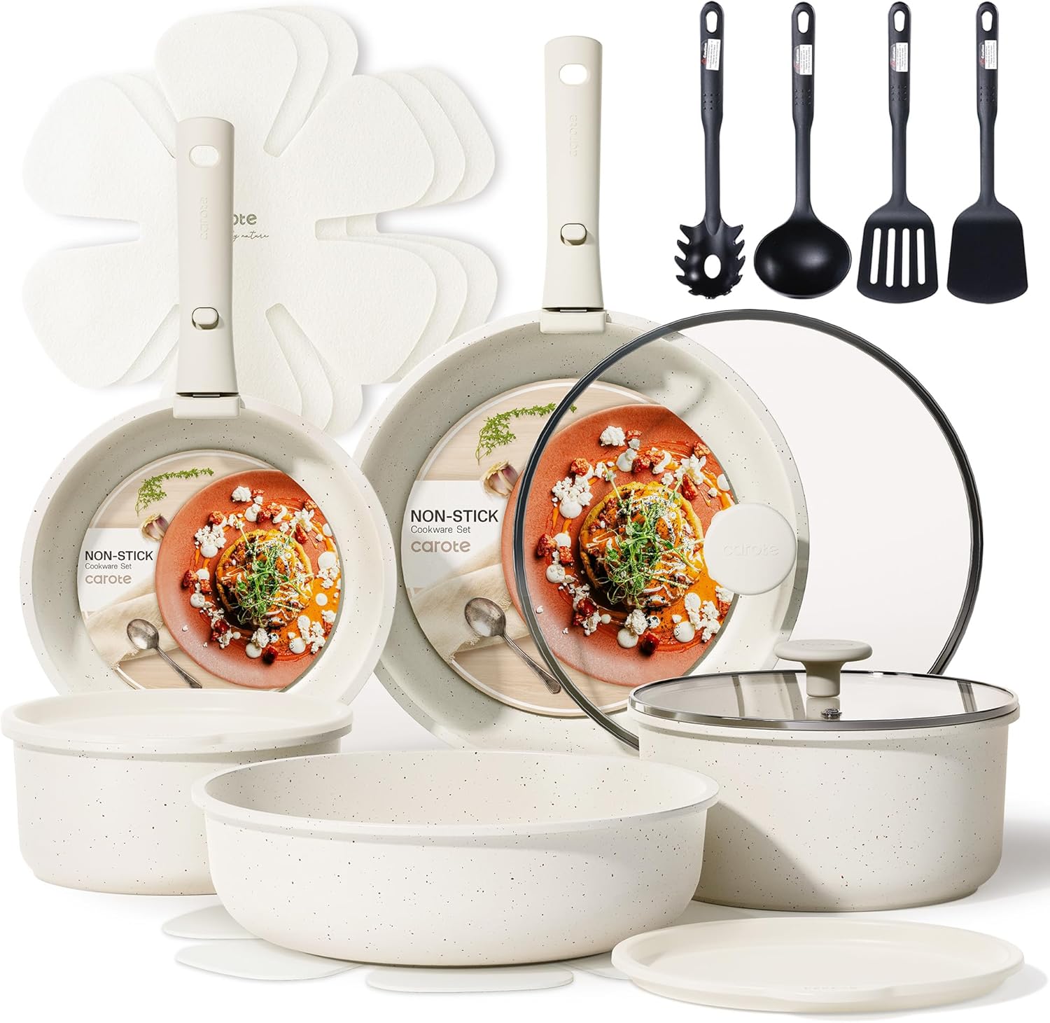 Induction Kitchen Cookware Sets Non Stick with Removable Handle