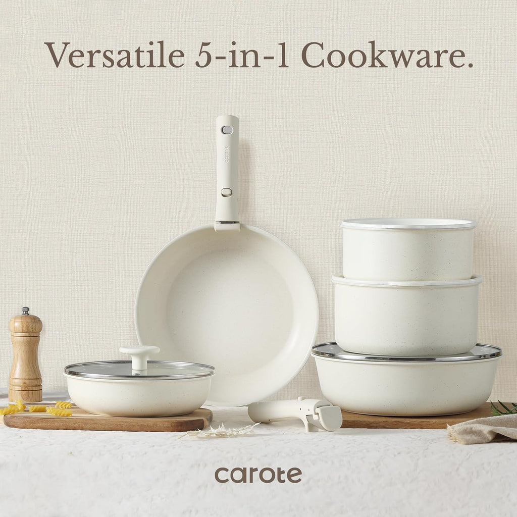 Induction Kitchen Cookware Sets Non Stick with Removable Handle